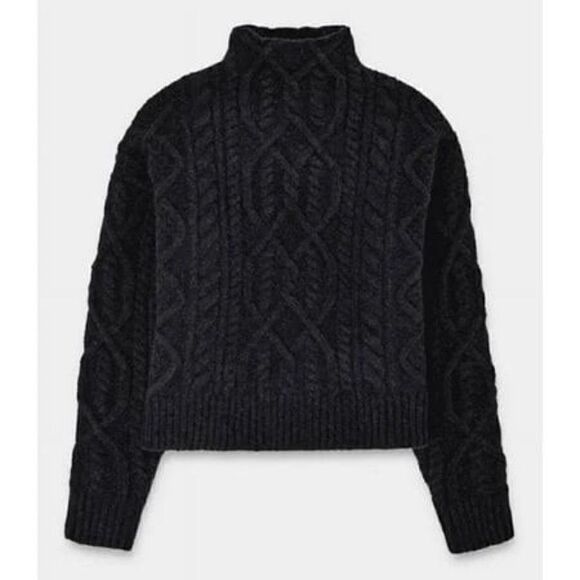 NWT UGG-Janae Cable Knit Black Sweater Size L - Picture 3 of 7